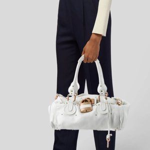 Auth Chloe Paddington Bag White Gold